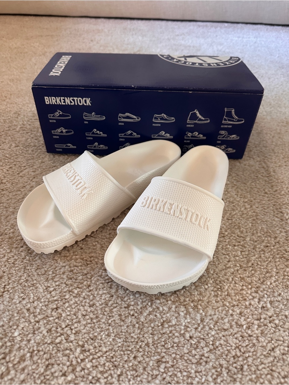 Birkenstock White Barbados EVA Slide Sandals Box
